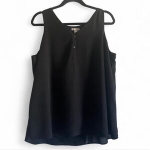 Cato Black Sleeveless Blouse XL 14W 16W Flowy V Neck Work Office Top